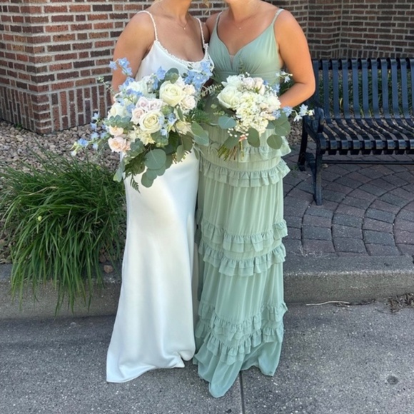 Azazie Rachel Chiffon Matcha Dress - Picture 4 of 4